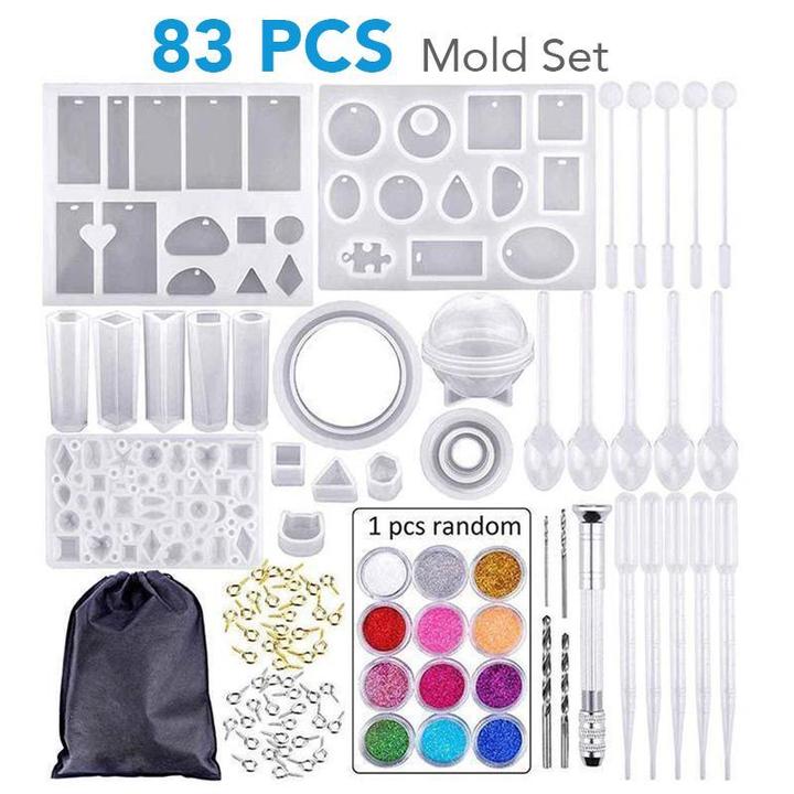 DIY Crystal Glue Jewelry Mold 83 Pcs Set