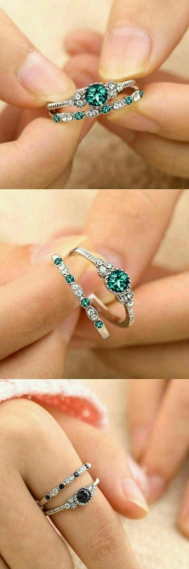 Luxury Crystal Ring 2Pcs/Set