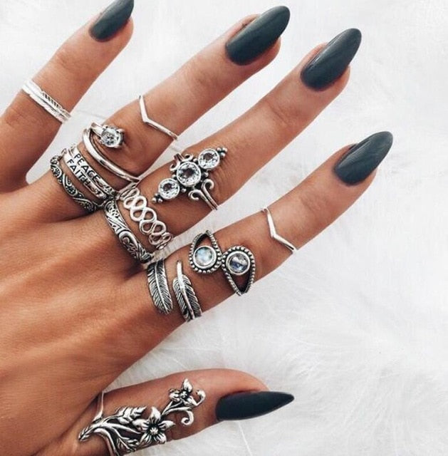 Chunky Boho Midi Ring Sets