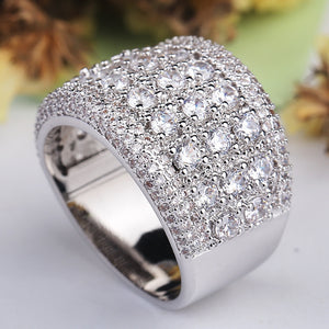 Big Silver CZ Zircon Stone Ring