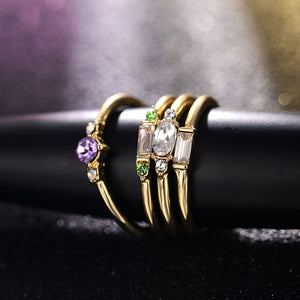 4 Pcs/set Crystal Zircon Gold Ring Set