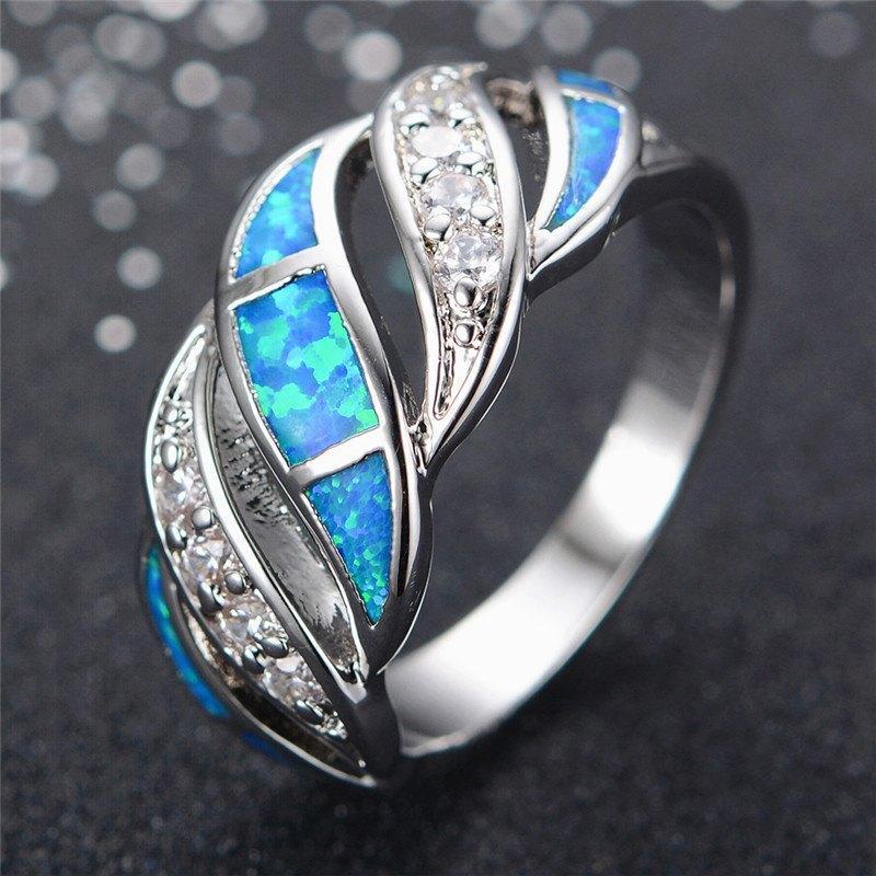 Blue Sapphire Crystal Opal Ring