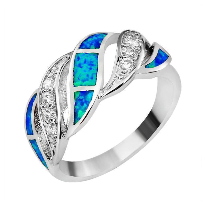 Blue Sapphire Crystal Opal Ring